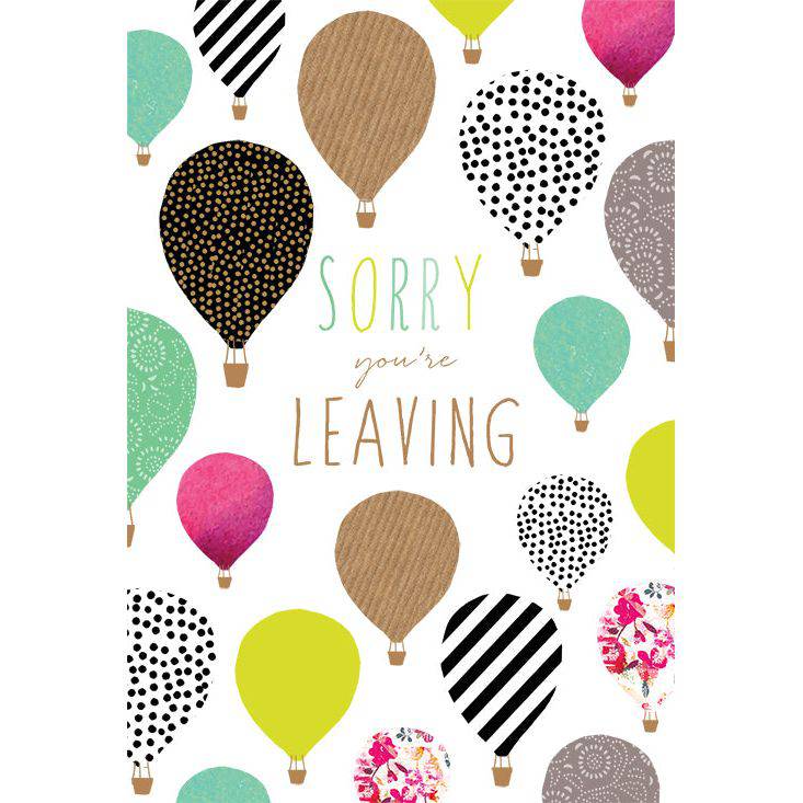 Pictura Sorry You're Leaving Balloons Good-Bye Card by Sara Miller featuring colorful balloon illustrations on an everyday greeting card.